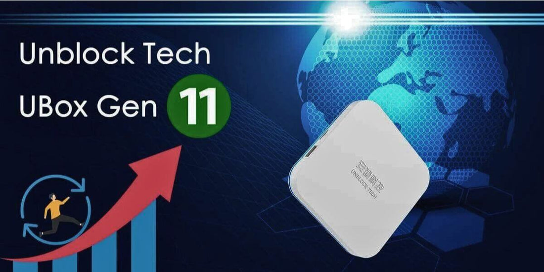 Unblock Tech UBOX 11 design with white TV box and remote control
