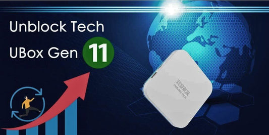 Unblock Tech UBOX 11 design with white TV box and remote control