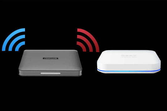 Front view of SviCloud 10P and Unblock UBOX 12 side by side comparison
