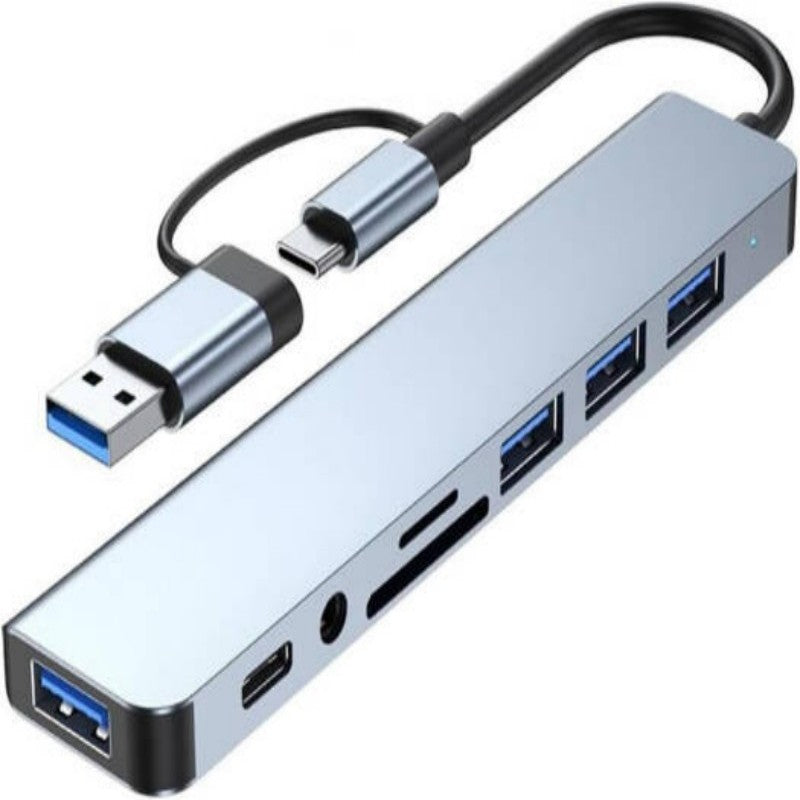 8-in-1 USB-C & USB-A Hub with USB 3.0, SD/TF Card Reader & 3.5mm Audio