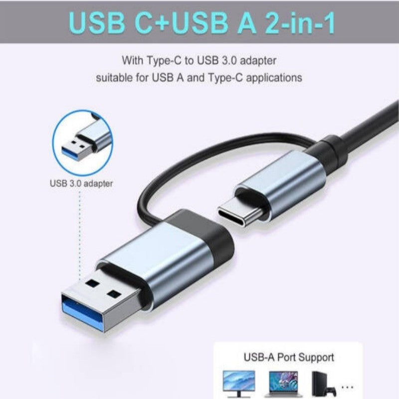 8-in-1 USB-C & USB-A Hub with USB 3.0, SD/TF Card Reader & 3.5mm Audio