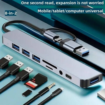 8-in-1 USB-C & USB-A Hub with USB 3.0, SD/TF Card Reader & 3.5mm Audio