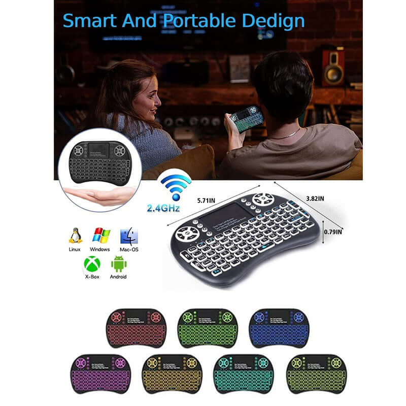 Mini i8 2.4GHz Backlit Wireless Keyboard with Touchpad Mouse — Perfect for Smart Android TV Boxes - TVBOX全球電視盒