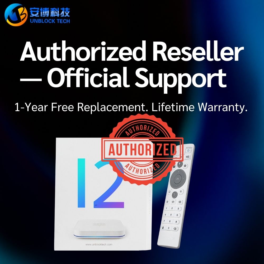 UNBLOCKTECH TV BOX UBOX 12 — Authorized Reseller with 1-year replacement and lifetime warranty.