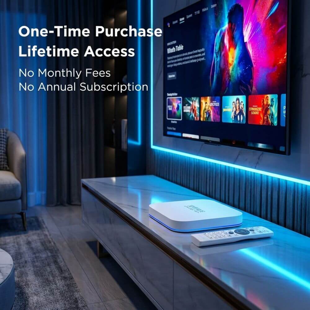 UBOX12 Pro streaming TV box with no monthly or yearly subscription fee
